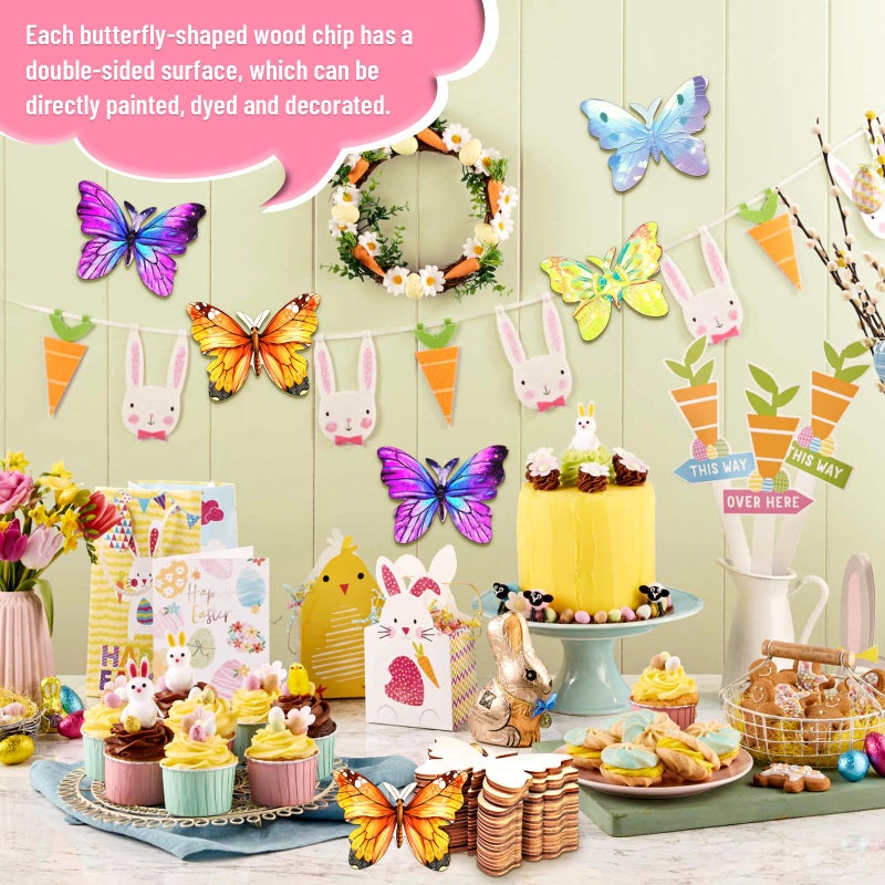 Newbested 48 Pack Unfinished Natural Wood Butterfly Shaped Cutouts - Ideal for Painting, DIY Crafts, Gift Tags & Home Decor - Image 5